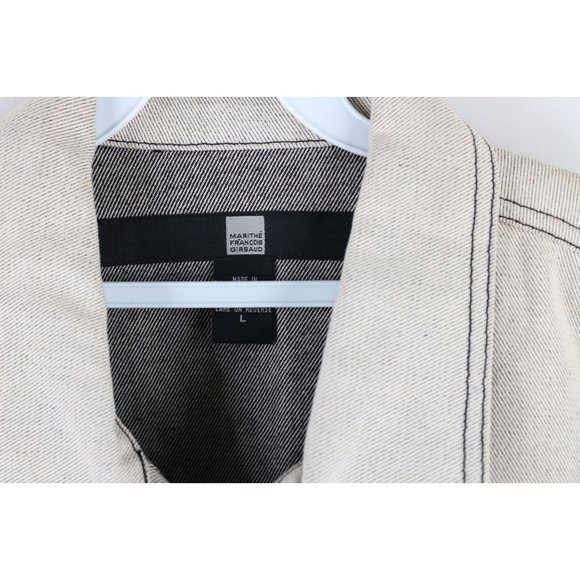 NOS Vtg 90s Marithe Francois Girbaud Mens Large Baggy Denim Trucker Jacket White - Picture 6 of 14